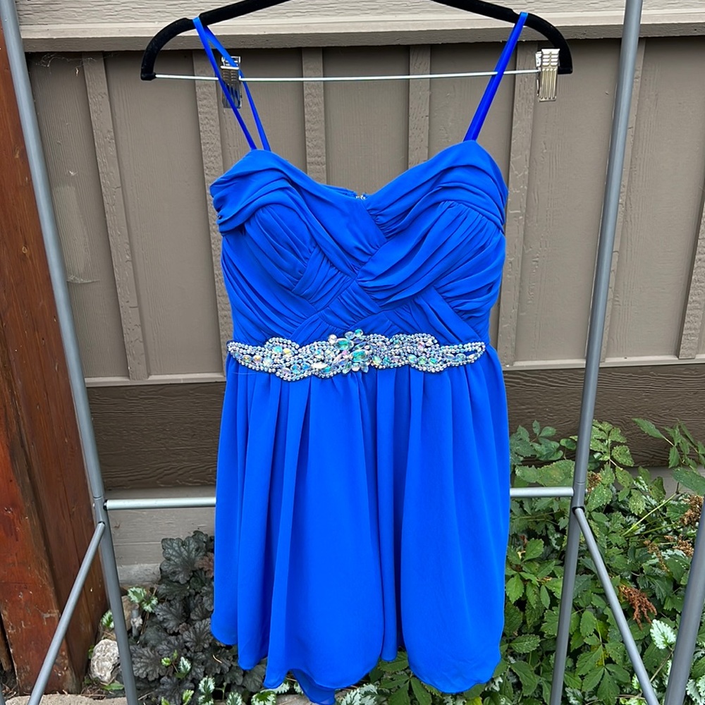 Strapless Blue Homecoming Dress